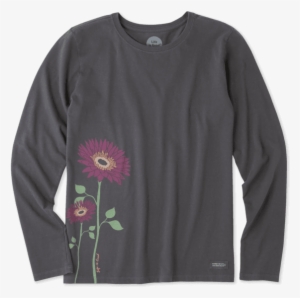 Women's Namaste Daisies Long Sleeve Crusher Tee - Long-sleeved T-shirt #715010