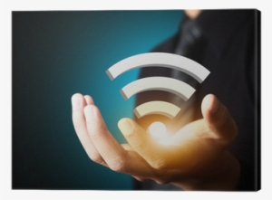 Wifi Technology Symbol In Businessman Hand Canvas Print - Wifi Services #716218
