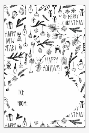 Gt010 Black And White Christmas Gift Tags - Drawing #716321