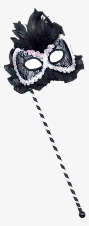 Black And White Masquerade Mask With Stick " Name="og - Black/white Mask On Stick #719559