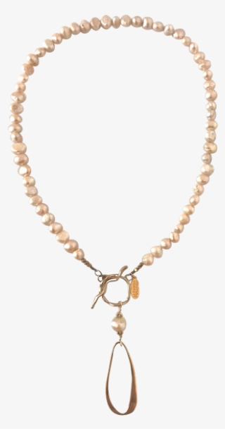 Pink Pearl And Bronze Front Toggle Necklace #7105218