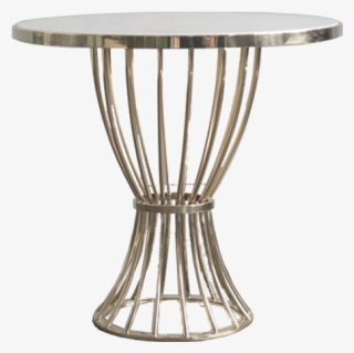 Brass Flame Table With Marble Top #7115337