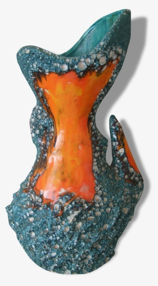 Vase Céramique Vallauris Fat Lava Orange Et Vert Haut #7129382 Vase Céramique Vallauris Fat Lava Orange Et Vert Haut #7129382