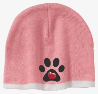 My Heart Paw Print Embroidered Beanie #7131823