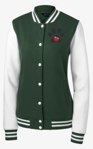 Embroidered My Heart Paw Print Women's Fleece Letterman #7131910