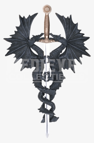 Double Dragon With Sword Wall Plaque #7152162