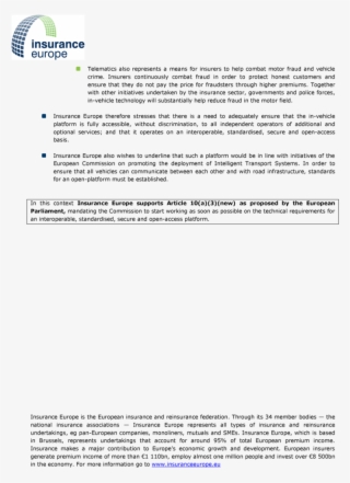 Insurance Europe Key Messages On The Ecall Regulation #7158781