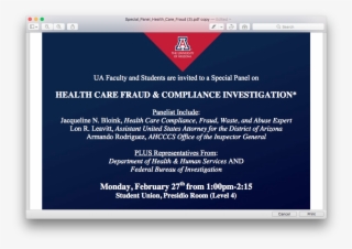 Healthcare Fraud Panel At The University Of Arizona #7160535