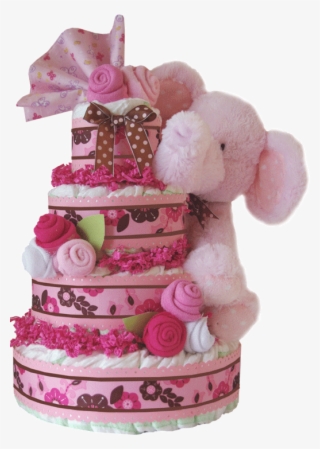 Pink Elephant Diaper Cake , Luxcreativegiftbaskets #7162224