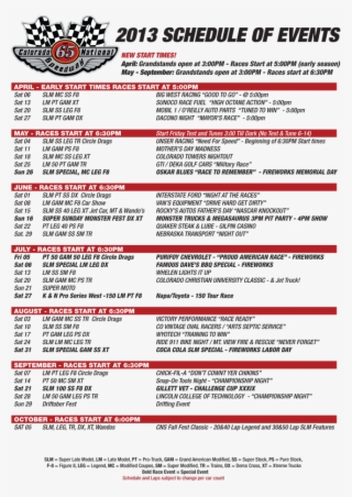 2013 Cns Schedule Of Events #7179767