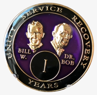Founders Aa Medallion Purple Bill & Bob Tri-plate Sobriety #7182869