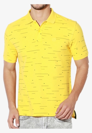 Van Heusen Sport Men Yellow Printed Polo Collar T-shirt #7189681