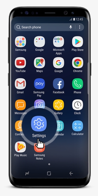 Front View Of Galaxy S8 Midnight Black With 'settings' #7195188
