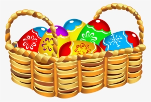 Square Basket With Easter Eggs Png Clipart - Easter Eggs Basket Png #720103