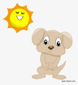 Cute Dog And Sun Free Clipart - Clip Art #720957