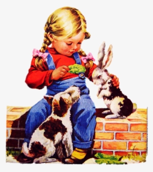 Girl With Bunny And Dog - Toddler #721632