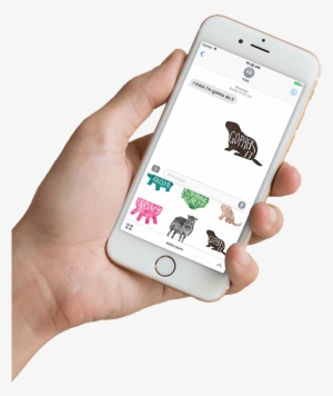 Hand Holding Iphone With Sticky Puns Stickers For Imessage - Mobile Phone #722404