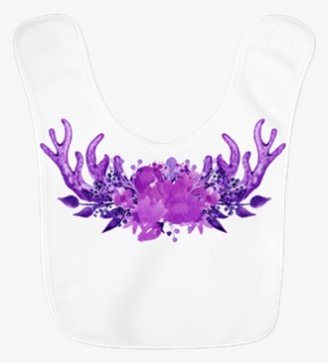 Purple Antlers Polyester Baby Bib - Flower Bouquet #722460