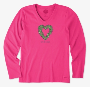 Women's Heart Wreath Long Sleeve Crusher - Life Is Good #724028