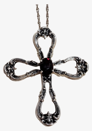 Gorham Sterling Silver Cross Pendant Set With An Oval - Necklace #726308