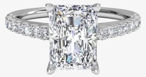 Similar To An Emerald Shape But Cut With Facets For - Ritani French-set Diamond Band Engagement Ring - In #726829