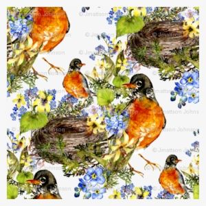 Robin With Nest Watercolor On White - Craft #727669