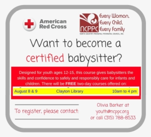 Ncppc Will Conduct A 2 Day Red Cross Babysitter Certification - Red Cross Babysitting Course Ad #728041