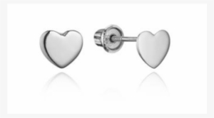 Simple 14k White Gold Heart Earrings With Screw Backs - Earring #728409