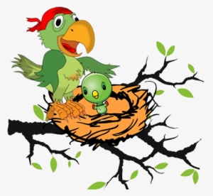 Parrots In Nest - Free Vector Branches #728821