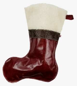 Christmas Stockings In Italian Red Leather With Wool #7202735
