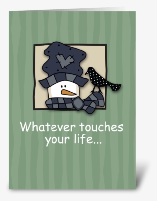 Snowman Head With Bird Christmas Greeting Card #7232338