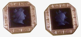 Vintage Cuff Buttons Cufflinks Black Onyx Roman Soldiers #7240151
