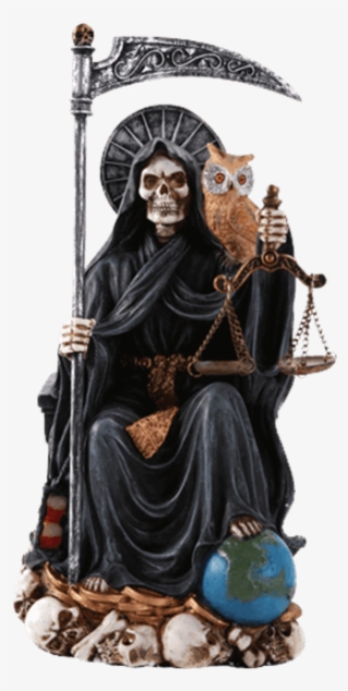 Seated Black Santa Muerte Statue #7280362