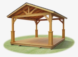 Vinyl Pavilion With Savannah Posts, Open Gable Ends, #7288243