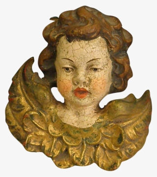 Vintage Carved Wood Polychrome Putto Angel Cherub #7292884