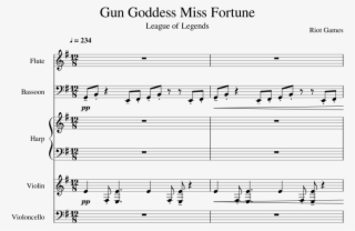 Gun Goddess Miss Fortune Sheet Music For Flute, Violin, #7296215