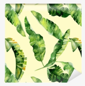 Seamless Watercolor Illustration Of Tropical Leaves, - Trident Home Essentails Double King Bedsheet - Aloha #730950