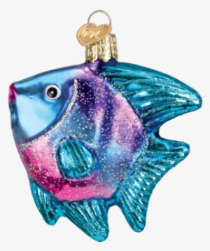 Tropical Angel Fish - Old World Christmas Glass Blown Blue Angel Fish Ornament #734041