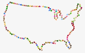 Us Map 4 Colors Prismatic Hearts United States Map - Plot #737384