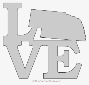 Nebraska Love Map Outline Scroll Saw Pattern Shape - Pattern #737826