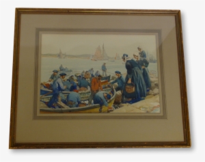 "concarneau" Original Watercolor By Gordon Grant - Picture Frame #738512