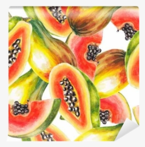 Art Print: Lenavetka87's Watercolor Papaya Pattern, #738616