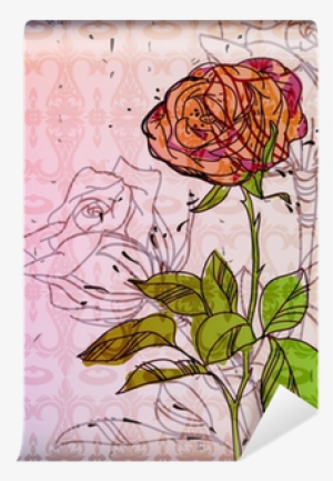 Vector Background With A Single Rose Wall Mural • Pixers® - Zinnia #738676