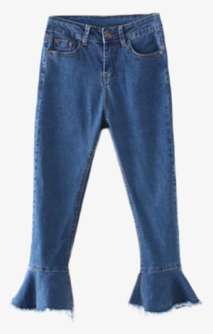 Zaful Womens Frayed Hem Bell Bottom Jeans - Denim #738974