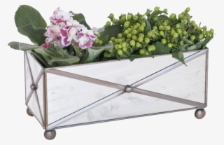 Worlds Away Antique Mirror Rectangular Crosshatch Planter #7311820