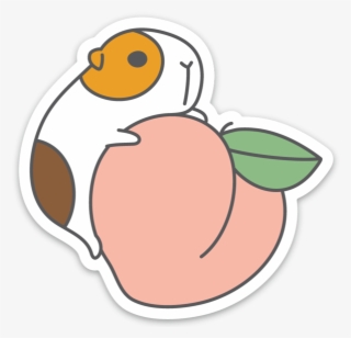 G U I N E A Pig And Peach Vinyl Sticker #7314903