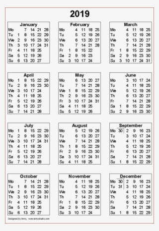 Download 2019 Calendar Templates Png Images Background #7333333