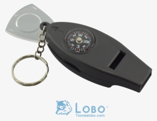 Con Silbato Termometro Lupa Y Llavero Plastico Negro #7343985