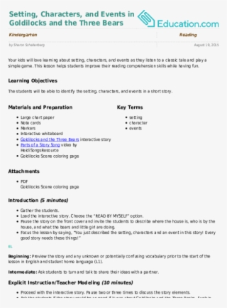 Setting, Characters, And Events In Goldilocks And The #7373433