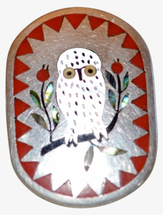 Zuni Sterling Inlay White Owl Ring By Dennis And Nancy #7382315